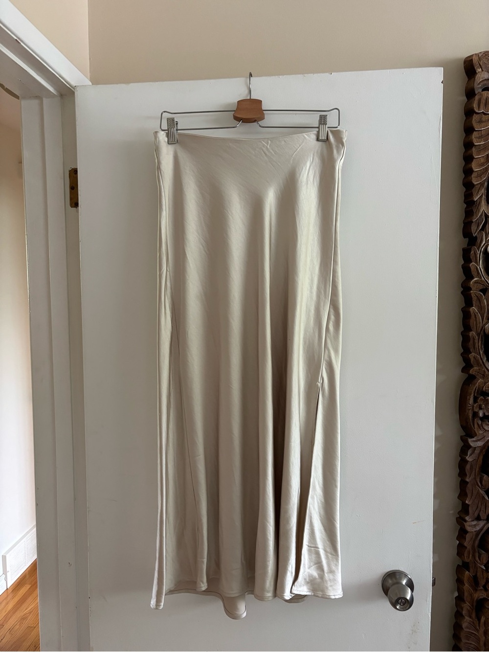 Dynamite Cream Satin Maxi Skirt